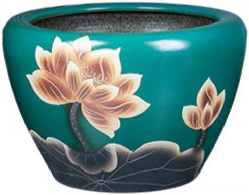Small Fish Tank Outdoor Courtyard Ceramic Fish Tank Balcony Painted Aquaculture Fish Tank Water Lily Lotus Plant Water Basin Fish Tank Kit(41cm) in Saudi Arabia