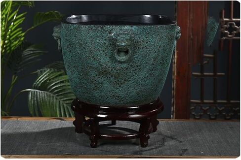 Small Fish Tank Chinese Style Ceramic Fish Bowl Courtyard Fish Culture Tank Turtle Tank Living Room Balcony Office Feng Shui Lucky Tank Aquarium Fish Tank Fish Tank Kit(C,58cm) in Saudi Arabia