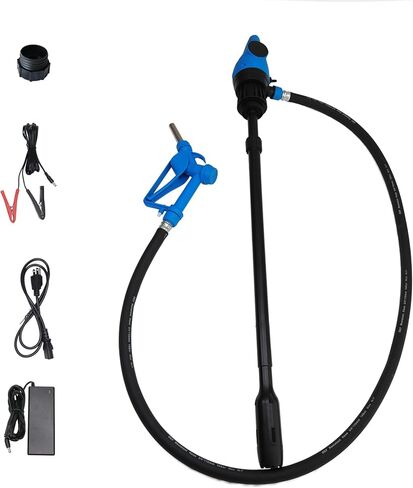 Electric Drum Pump (120V AC / 12V DC), 5 GPM flow fuel pump, for DEF, diesel, water, antifreeze with a 6.6ft hose, 2'' bung adapter, and 34-49in telescoping suction tube for 55-gallon barrels. in Kuwait