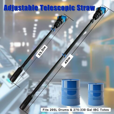 Electric Drum Pump (120V AC / 12V DC), 5 GPM flow fuel pump, for DEF, diesel, water, antifreeze with a 6.6ft hose, 2'' bung adapter, and 34-49in telescoping suction tube for 55-gallon barrels. in Kuwait