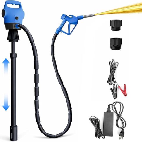 Electric Drum Pump with 120V AC/12V DC Power,DEF 55 Gallon Drum Pump with Built-in 2-Inch Bung Adapter, 5 GPM Flow Rate,Telescoping Suction Tube 34" to 49" Suitable for Diesel, DEF, Water, Antifreeze in Saudi Arabia