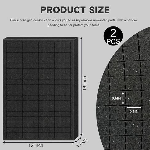 Pick and Pluck Foam Sheets, 2Pcs 16 x 12 x 1 Inch Pick Apart Foam Padding for Camera Storage, Crafts, Tool Box, Storage Drawer in Saudi Arabia