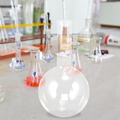 BESTYASH 500ml Flat Bottom Long Neck Glass Distillation Flask for Laboratory Chemical Experiments Borosilicate Glass Flask with Narrow Neck for Experiment Use in Kuwait