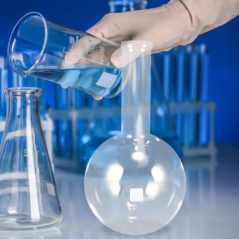 BESTYASH 500ml Flat Bottom Long Neck Glass Distillation Flask for Laboratory Chemical Experiments Borosilicate Glass Flask with Narrow Neck for Experiment Use in Kuwait