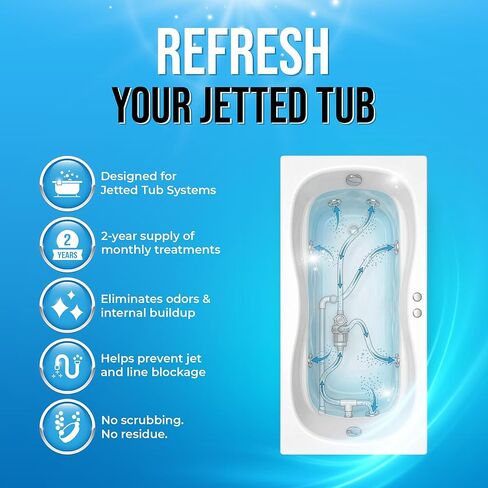 أقراص تنظيف حوض الاستحمام من ليمانت (24 عبوة) | متوافق مع نظام حمام الدوامة والسبا، وأحواض الدوامة، والطائرات، ومنظف حوض الاستحمام النفاث الآمن الاحترافي لأحواض الاستحمام | 24 قرصًا (كمية تكفي لمدة عامين) in Kuwait