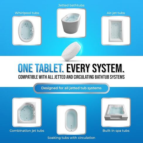 أقراص تنظيف حوض الاستحمام من ليمانت (24 عبوة) | متوافق مع نظام حمام الدوامة والسبا، وأحواض الدوامة، والطائرات، ومنظف حوض الاستحمام النفاث الآمن الاحترافي لأحواض الاستحمام | 24 قرصًا (كمية تكفي لمدة عامين) in Kuwait