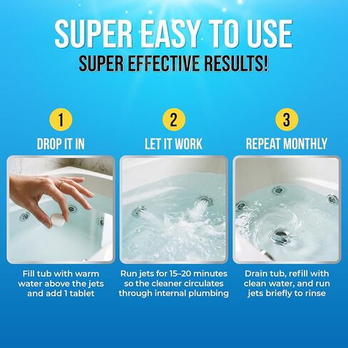 أقراص تنظيف حوض الاستحمام من ليمانت (24 عبوة) | متوافق مع نظام حمام الدوامة والسبا، وأحواض الدوامة، والطائرات، ومنظف حوض الاستحمام النفاث الآمن الاحترافي لأحواض الاستحمام | 24 قرصًا (كمية تكفي لمدة عامين) in Kuwait
