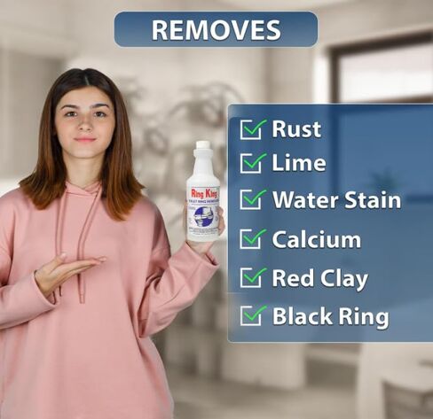 مزيل حلقات المرحاض من رينج كينج، 32 أونصة، مع أداة تطبيق قابلة للطي - شديد التحمل للصدأ والماء العسر والبقع المعدنية في المراحيض. يستعيد الأوعية الملطخة بشدة بقدرات تنظيف قوية. in Kuwait