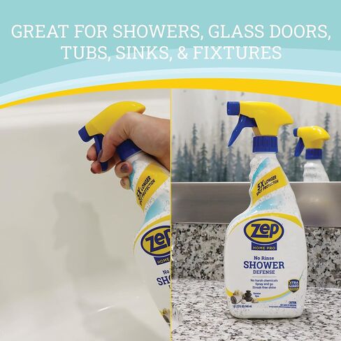 Zep Home Pro No Rinse Shower Defense, 32 Fl Oz Spray - R61006 - Streak-Free Shine, Serene Spa Fragrance, 5X Better Surface Protection in Kuwait
