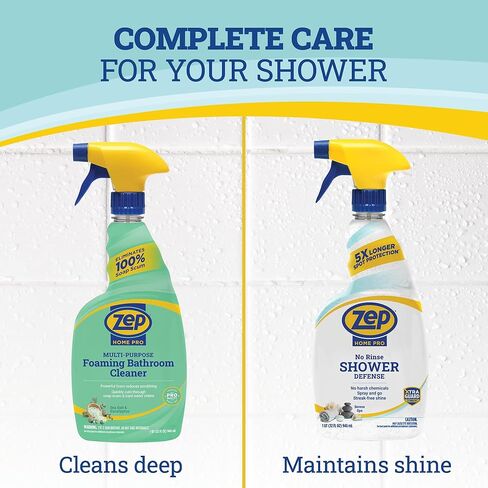 Zep Home Pro No Rinse Shower Defense, 32 Fl Oz Spray - R61006 - Streak-Free Shine, Serene Spa Fragrance, 5X Better Surface Protection in Kuwait