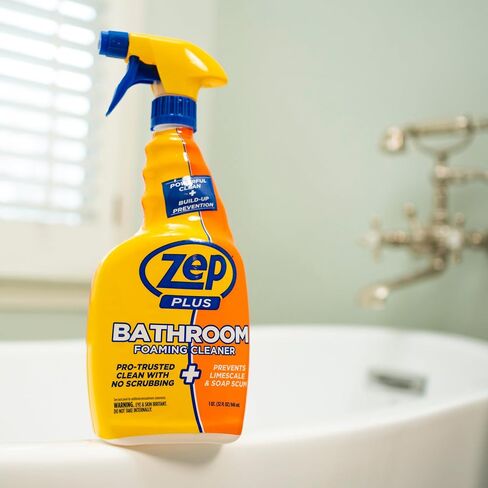 Zep Plus Bathroom Foaming Cleaner 32 oz (2 Units) with a Blue Microfiber Rag ECBD021 - Fight Soap Scum and Hard Water with our powerful Bathroom Cleaner and a Reusable Rag in Saudi Arabia