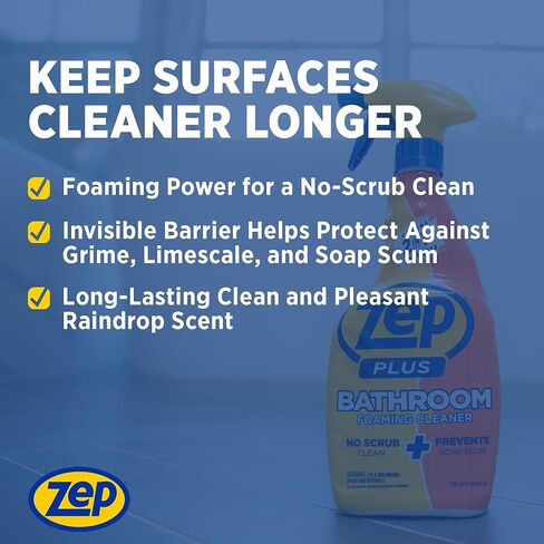 Zep Plus Bathroom Foaming Cleaner 32 oz (2 Units) with a Blue Microfiber Rag ECBD021 - Fight Soap Scum and Hard Water with our powerful Bathroom Cleaner and a Reusable Rag in Saudi Arabia