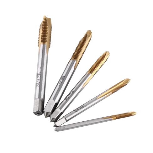 Professional Screw Tap Set,High Hardness Forward Chip Ejection,Thread Tap Tool,5pcs Coated HSS for Auto Mechanics,DIY Enthusiasts,Metalworking,Industrial Manufacturing,Car Repair,W in Saudi Arabia