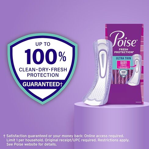 Poise Ultra Thin Incontinence & Postpartum Pads for Bladder Leaks, 7 Drop Ultra Absorbency, Long Length, 22 Count (Packaging May Vary) in Kuwait