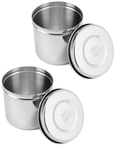 QWORK Stainless Steel Ointment Jar with Lid, 2 Pack Container Jars 20 oz Storage of Liquid Cotton Ball, Gauze, Swab, Lab in Saudi Arabia