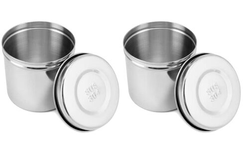 QWORK Stainless Steel Ointment Jar with Lid, 2 Pack Container Jars 20 oz Storage of Liquid Cotton Ball, Gauze, Swab, Lab in Saudi Arabia