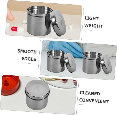 2Pcs Stainless Steel Jars Portable Dressing Containers for Unguent Gauze Lightweight Storage Canisters for Outdoor Activities in Saudi Arabia