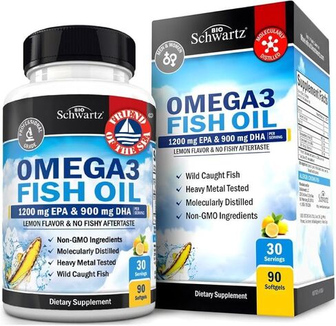 قوة ثلاثية أوميغا 3 ملحق زيت السمك - 2250mg EPA DHA OMEGA 3 أحماض دهنية من الأسماك البرية الطازجة ، ودعم صيغة نكهة الليمون البرولة صحة العين والمزيد ، وخالية من الغلوتين ، و 90 ناعمة in Saudi Arabia
