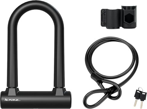 Heavy-Duty U Lock for Bike & E-Bike – Anti Bolt Cutter Steel Bike Lock with Frame Mount, Secure Urban Commuter Bicycle Lock, Includes Steel Cable for Wheel Security in Saudi Arabia