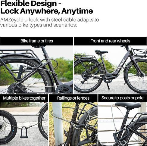 Heavy-Duty U Lock for Bike & E-Bike – Anti Bolt Cutter Steel Bike Lock with Frame Mount, Secure Urban Commuter Bicycle Lock, Includes Steel Cable for Wheel Security in Saudi Arabia