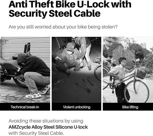 Heavy-Duty U Lock for Bike & E-Bike – Anti Bolt Cutter Steel Bike Lock with Frame Mount, Secure Urban Commuter Bicycle Lock, Includes Steel Cable for Wheel Security in Saudi Arabia