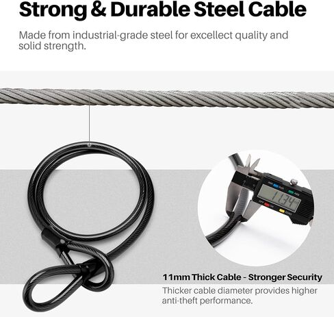 Heavy-Duty U Lock for Bike & E-Bike – Anti Bolt Cutter Steel Bike Lock with Frame Mount, Secure Urban Commuter Bicycle Lock, Includes Steel Cable for Wheel Security in Saudi Arabia