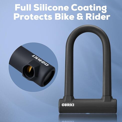 Corki Bike Lock Heavy Duty Anti Theft U Lock with 5ft Security Cable and Keys 17mm Schackle Electric Scooter Lock, Bicycle Lock with Mounting Bracket for Ebike Motorcycle -Black in Saudi Arabia