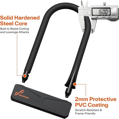 Sportneer Bike Lock - 16mm Shackle Heavy Duty Anti Theft Bike U Lock with 3 Keys - Bicycle U-Locks with Sturdy Mounting Bracket for Bike Scooter Gate, Size 8.7''x5.9'', Weight 2.45lbs in Saudi Arabia