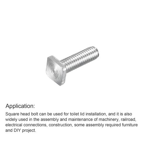 Square Head Bolt, 10pcs M6x20mm Fully Thread Carbon Steel Grade 4.8 Square Machine Screws in Saudi Arabia