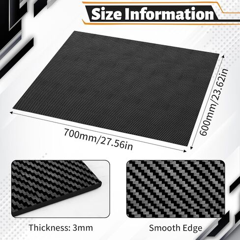 600x700x3MM Carbon Fiber Sheet, 100% 3K Carbon Fiber Panel, High Strength, Lightweight, Matte Twill Weave for DIY Projects, Drones, CNC Cutting, Aerospace, Automotive, Laptop Components in Saudi Arabia