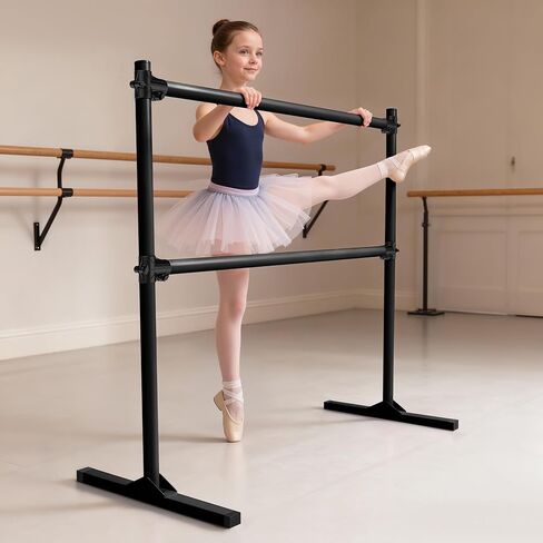 4FT Height Adjustable Ballet Barre, Freestanding Ballet Bar, Heavy Duty Dance Bar Support, Sturdy Construction, Anti-Slip for Kids Adult, Home and Gym use in Kuwait