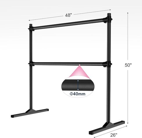 4FT Height Adjustable Ballet Barre, Freestanding Ballet Bar, Heavy Duty Dance Bar Support, Sturdy Construction, Anti-Slip for Kids Adult, Home and Gym use in Kuwait