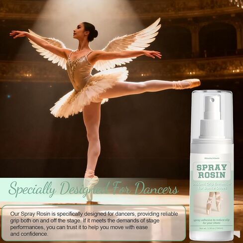 BlissfulAbode Spray Rosin for Dance Shoes – 3.38 oz Instant Grip Enhancer for Ballet, Jazz, Pointe, Soles & Ribbons – Non-Slip Spray for Dancers, Students & Performers – Portable & No-Mess in Kuwait