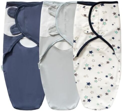 LITTLE TOTS Swaddle Blanket for Baby Girl Boy Easy Change Infant Wrap 3 Pack Adjustable Sleep Sack for Newborn Babies 0-3 Month (Rainbow and Flowers) in Kuwait