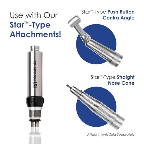 Medidenta Star-Type 5K Low-Speed Motor - Air-Driven Dental Handpiece Motor, 150-5,000 RPM with 360 gcm Torque, Forward/Reverse, Compatible with Star Titan Attachments, Autoclavable (1 Unit) in Kuwait