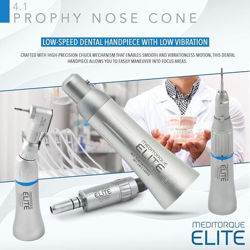 Medidenta Meditorque Elite 4:1 Prophy Nose Cone, 5,000rpm 4:1 Low-Speed Dental Handpiece 4 Holes, Push-Pull Friction Grip Chuck- Low Vibration and Ergonomically Designed for Seamless Grip - 4-1ENCONE in Kuwait