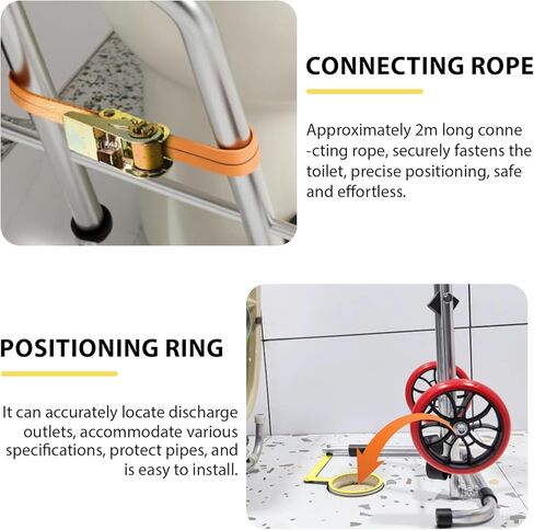مساعد تركيب المرحاض، مقبس تركيب كلوسيول، سهولة تحريك وإصلاح مساعد التثبيت، وضع محمول قابل للطي، رفع دوللي المرحاض، سهولة محاذاة أداة رفع الأختام (فضي) in Kuwait