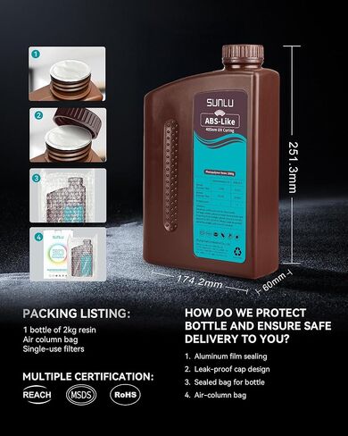 SUNLU Upgraded 2KG ABS Like Resin with Enhanced Strength and Toughness, High Compatibility 3D Printer Resin, 2000G Grey in Saudi Arabia