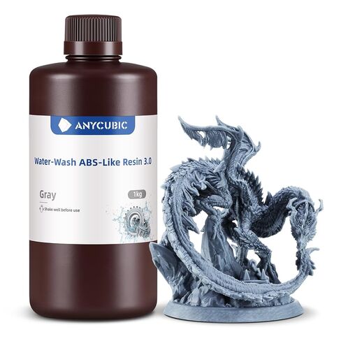 ANYCUBIC راتينج يشبه ABS قابل للغسل في الماء 3.0، راتنج طابعة ثلاثية الأبعاد، صلابة عالية ودقة عالية، سهل المعالجة اللاحقة، رائحة منخفضة، توافق واسع لجميع طابعات LCD ثلاثية الأبعاد (رمادي، 1 كجم) in Saudi Arabia