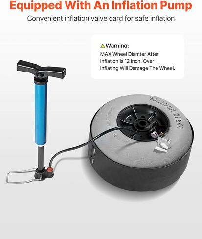 Beach Dolly with 9" Balloon Wheels, 20.1"x14.6" Cargo Deck, 165lb Capacity, Adjustable Handle (27.2-44.9"), Foldable Steel Cart for Sand & Grass in Kuwait