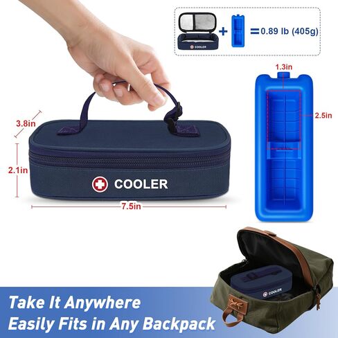 حالة سفر قارورة الأنسولين تبرد TSA برودة سفر دواء مع لبنة جليدية قابلة لإعادة الاستخدام ، تبريد طويل الأمد للقوارير والأقلام in Kuwait