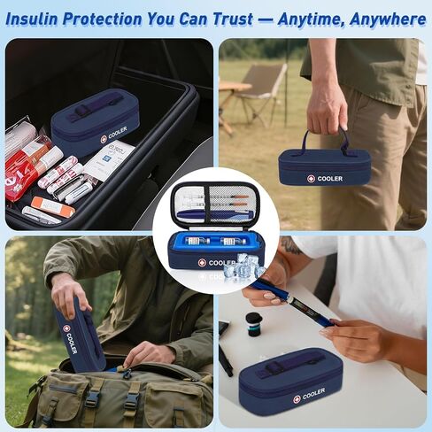 حالة سفر قارورة الأنسولين تبرد TSA برودة سفر دواء مع لبنة جليدية قابلة لإعادة الاستخدام ، تبريد طويل الأمد للقوارير والأقلام in Kuwait