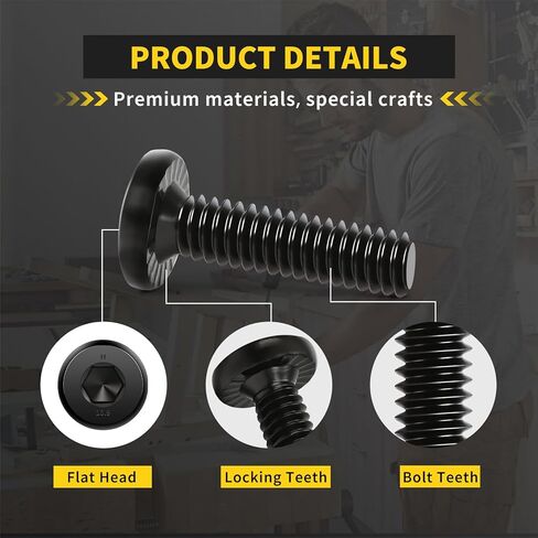 1/4-20 × 3/4 بوصة (25 حزمة) براغي ذات غطاء سداسي برأس مسطح، محرك FIXLINK Allen Hex Drive، ملولب بالكامل، رحلان كهربائي، يتضمن مفتاح ربط سداسي in Kuwait