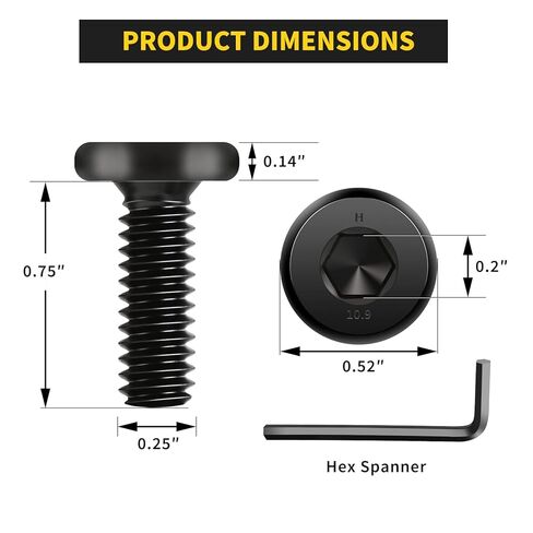 1/4-20 × 3/4 بوصة (25 حزمة) براغي ذات غطاء سداسي برأس مسطح، محرك FIXLINK Allen Hex Drive، ملولب بالكامل، رحلان كهربائي، يتضمن مفتاح ربط سداسي in Kuwait