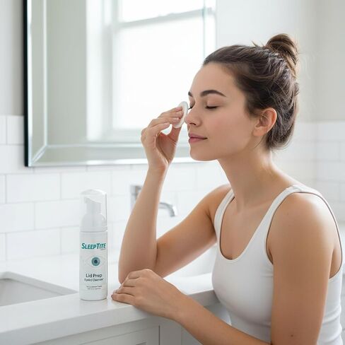 منظف ​​الجفون SleepTite SleepRite® Lid Prep للعيون الجافة - رغوة مسبقة الرغوة لتنظيف الجفون والمكياج والزيوت وإزالة الحطام، آمن للعيون الحساسة 1.68 أونصة سائلة in Kuwait