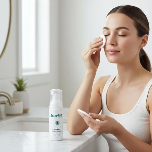 منظف ​​الجفون SleepTite SleepRite® Lid Prep للعيون الجافة - رغوة مسبقة الرغوة لتنظيف الجفون والمكياج والزيوت وإزالة الحطام، آمن للعيون الحساسة 1.68 أونصة سائلة in Kuwait