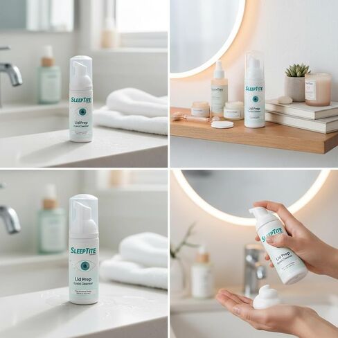 منظف ​​الجفون SleepTite SleepRite® Lid Prep للعيون الجافة - رغوة مسبقة الرغوة لتنظيف الجفون والمكياج والزيوت وإزالة الحطام، آمن للعيون الحساسة 1.68 أونصة سائلة in Kuwait