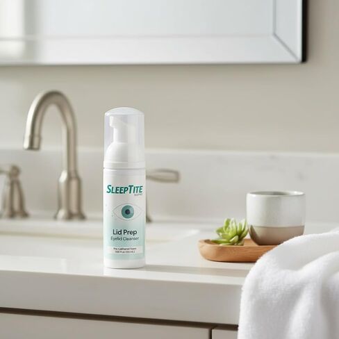 منظف ​​الجفون SleepTite SleepRite® Lid Prep للعيون الجافة - رغوة مسبقة الرغوة لتنظيف الجفون والمكياج والزيوت وإزالة الحطام، آمن للعيون الحساسة 1.68 أونصة سائلة in Kuwait