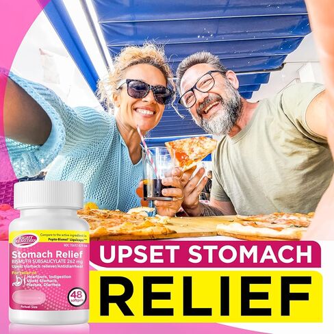 Upset Stomach Relief, Multi-Symptom Relief (48 Softgels), Bismuth Subsalicylate 262mg, Compare to the Active Ingredient in PEPTO-BISMOL® Liquidcaps in Kuwait