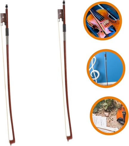 BESPORTBLE 2Pcs Violin Bow Replacement for Students Handmade Instrument Bow with Natural Horsehair for Practice and Training Balanced Design for Tone and Comfort in Saudi Arabia